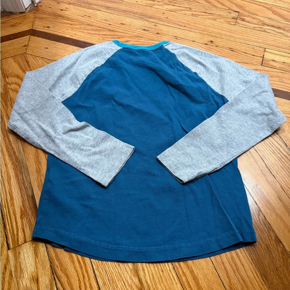 Mini Boden Axolotl Kids Long Sleeve Shirt - Blue and Gray - Picture 4 of 4